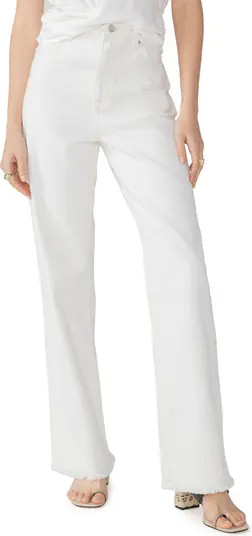 Flashback High Waist Fray Hem Wide Leg Jeans | Nordstrom