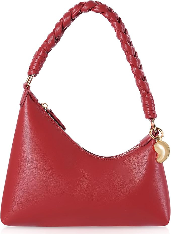 JQWSVE Small Shoulder Bag for Women - Red Purse Trendy Clutch Pu Leather Hobo Tote Handbag Cute U... | Amazon (US)
