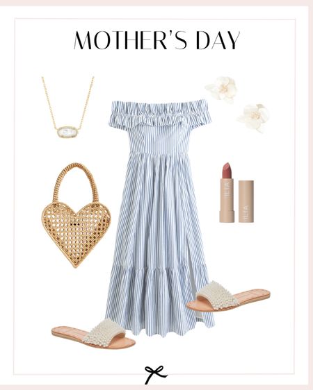 Huge fan of this off the shoulder dress! It is perfect for Mother’s Day! I paired it with this cute heart shaped purse! 

#LTKstyletip #LTKfamily #LTKbeauty