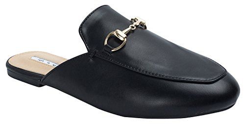 KARA Womens Round Toe Horsebit Mule Loafer Slippers ,Black ,US 7.5,B(M) | Amazon (US)