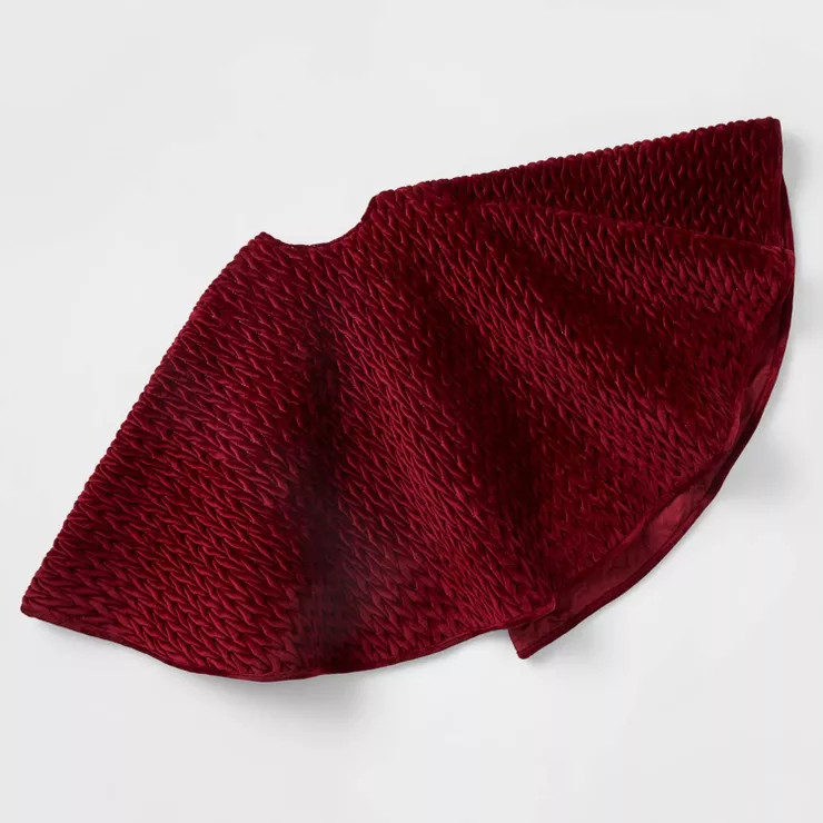 48" Quilted Christmas Tree Skirt Red with Gold Stitching - Wondershop™ | Target