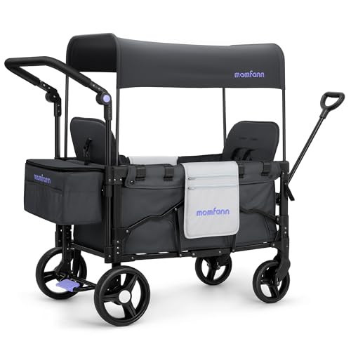 MOMFANN Stroller Wagon for Kids, Wagon Stroller Toddlers 2 Seaters, All-Terrain Baby Wagon Outdoor with Canopy, Parent Organizer, Adjustable Handle & Pull Bar for Infants and Toddlers, Gray | Amazon (US)