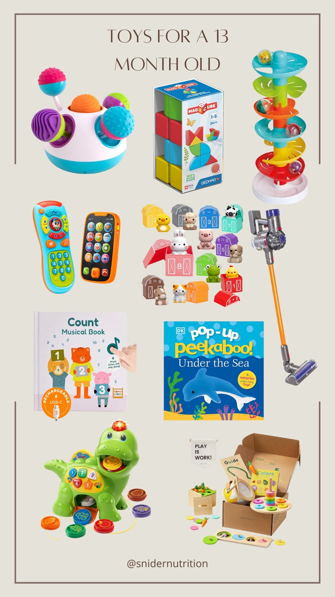 Toys for a 13 month old! I always need more activities for my super active 1 year old!

Toddler toys, toys for a 1 year old, toys for a 13 month old, 12 month old activities, 1 year old activities, play vacuum that works, toddler books, board books, play phone, 13-15 month toy box, magnetic blocks, spiral tower

#LTKKids #LTKBaby #LTKFindsUnder50