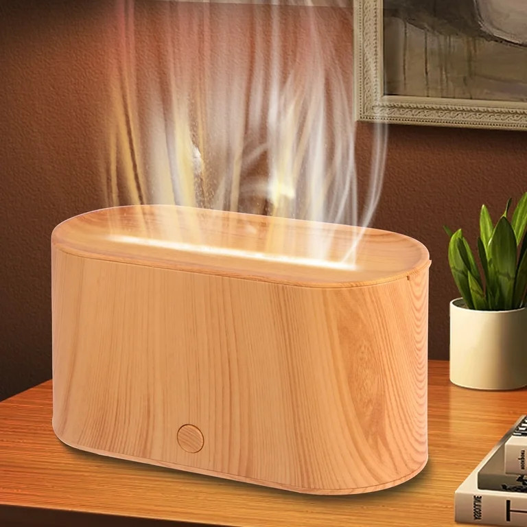 BCOOSS Essential Oil Diffuser Aromatherapy Aroma Air Diffuser with Flame Light, Wood Grain | Walmart (US)