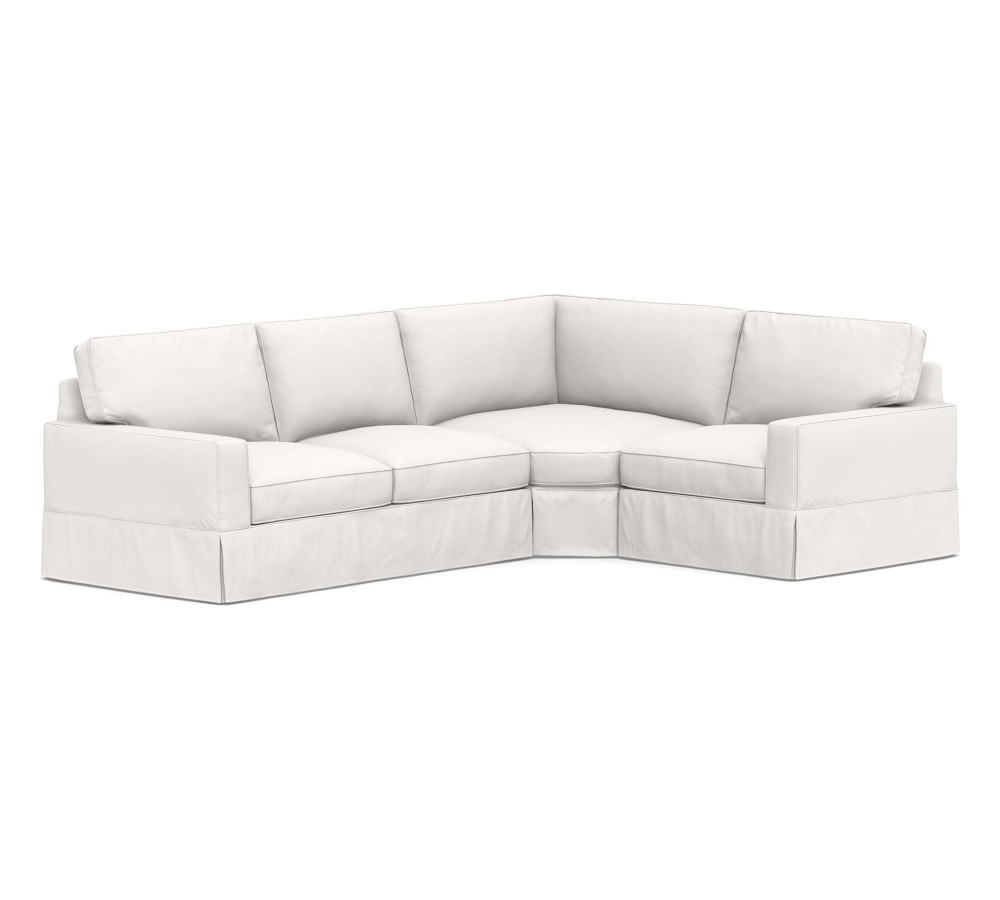 PB Comfort Square Arm Slipcovered 3-Piece Sectional with Wedge | Pottery Barn (US)