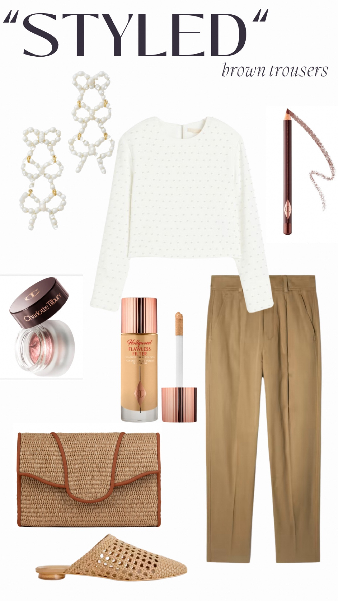 “Styled” Brown Trousers from Everlane

Beaded Blouse: H&M
Bow Earrings: Tuckernuck
Taupe Mules: Everlane
Raffia Clutch: Liselle Kiss
Lip: MAC (film noir)
Eyeliner, Flawless Filter & Cream Eyeshadow: Charlotte Tilbury

#LTKworkwear #LTKSeasonal #LTKover40