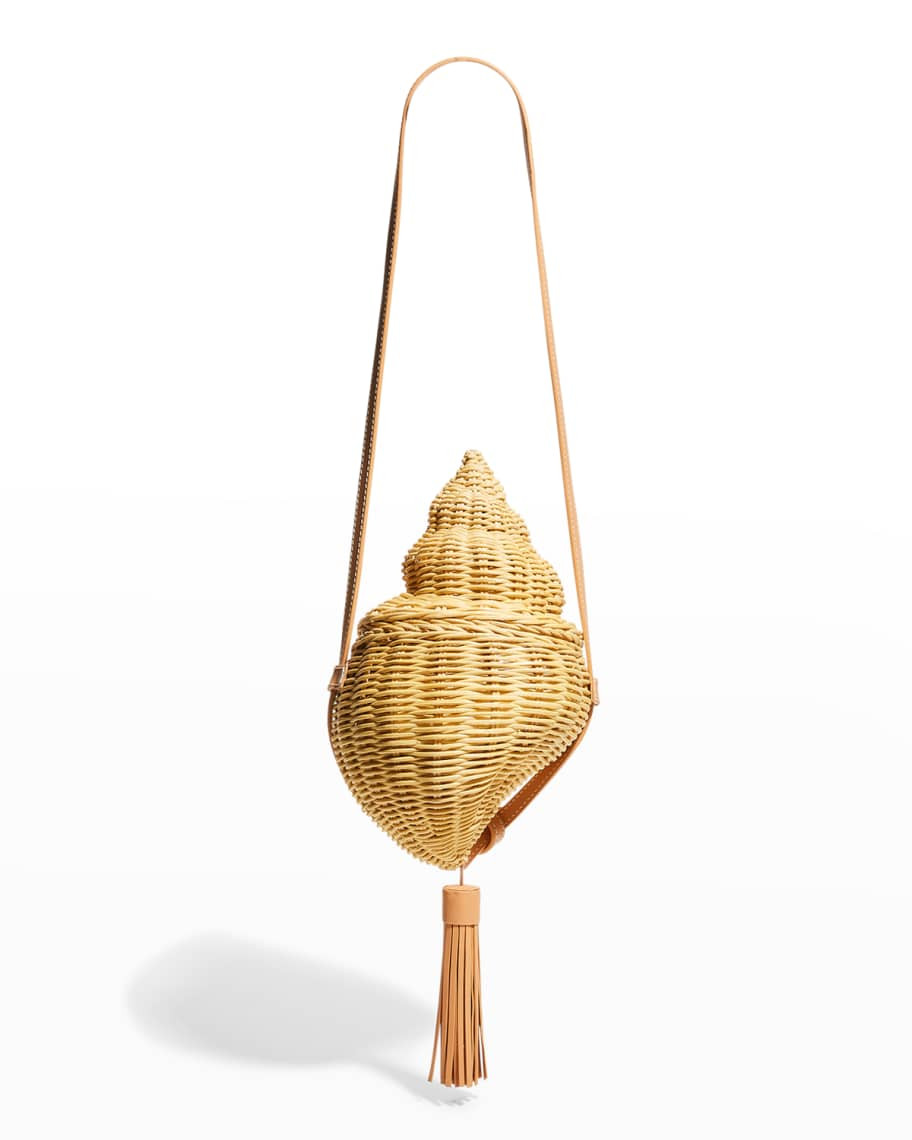 POOLSIDE Shell Rattan Shoulder Bag | Neiman Marcus