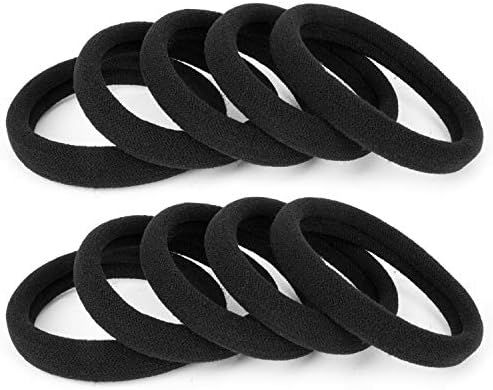 100PCS Large Black Hair Ties Band – Thick Cotton Seamless Ponytail Holders – Hair Elastics Hair Band | Amazon (US)