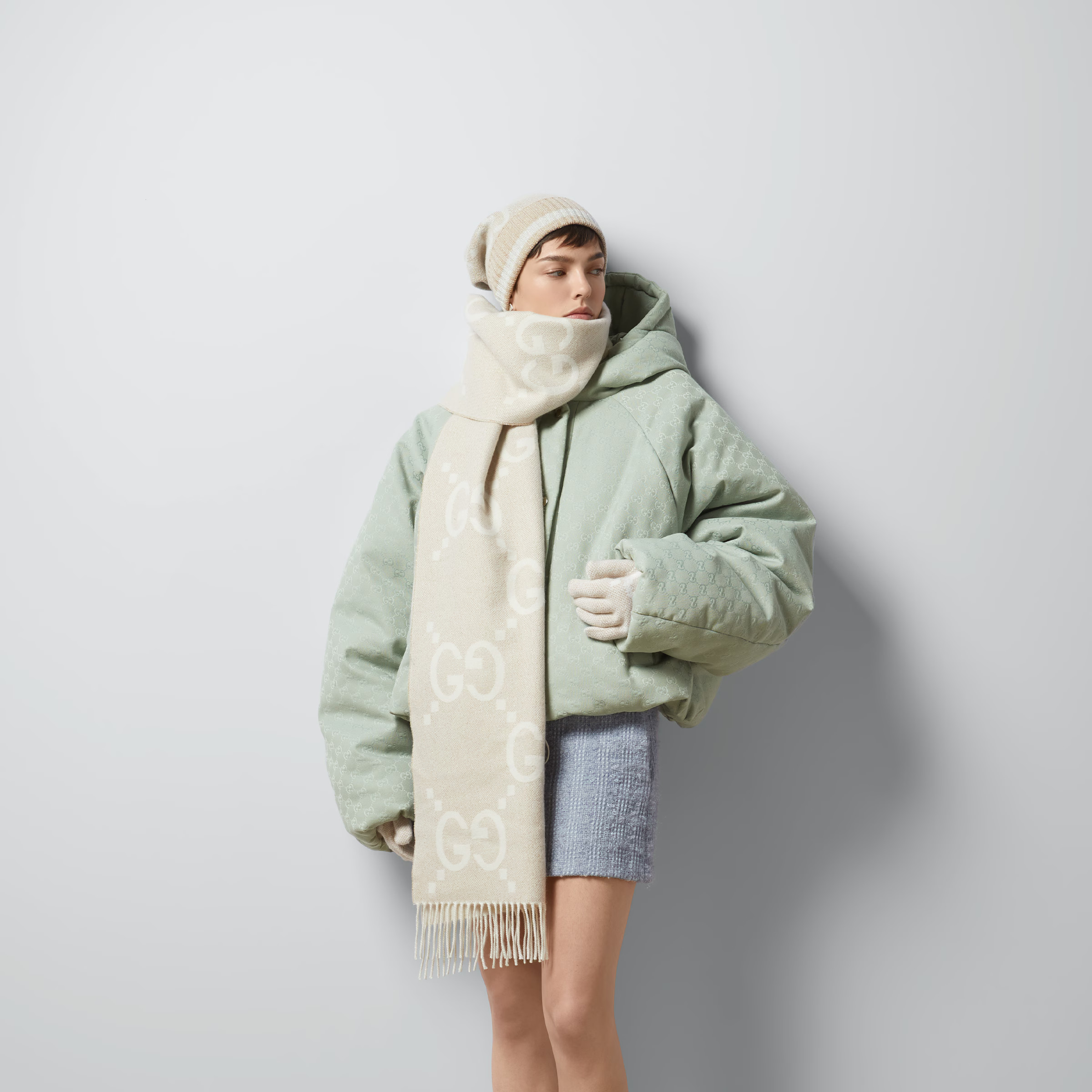 GG cashmere lamé jacquard scarf | Gucci (US)