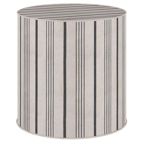 Harper Round Ottoman - Alcot Coal - Black | One Kings Lane