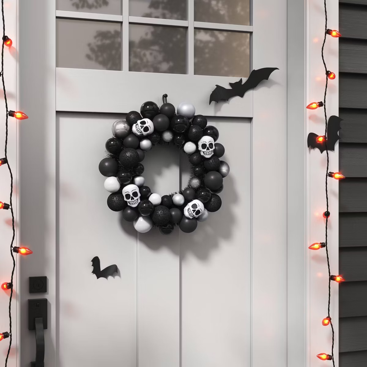 16" Skulls Shatterproof Wreath Black Halloween Decorative Prop - Hyde & EEK! Boutique™ | Target