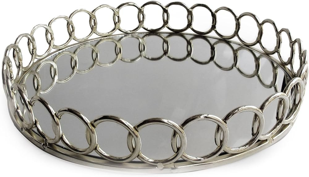 American Atelier Looped Round Mirror Tray Decorative Beautiful Mirror Valet Catchall for Jewelry,... | Amazon (US)