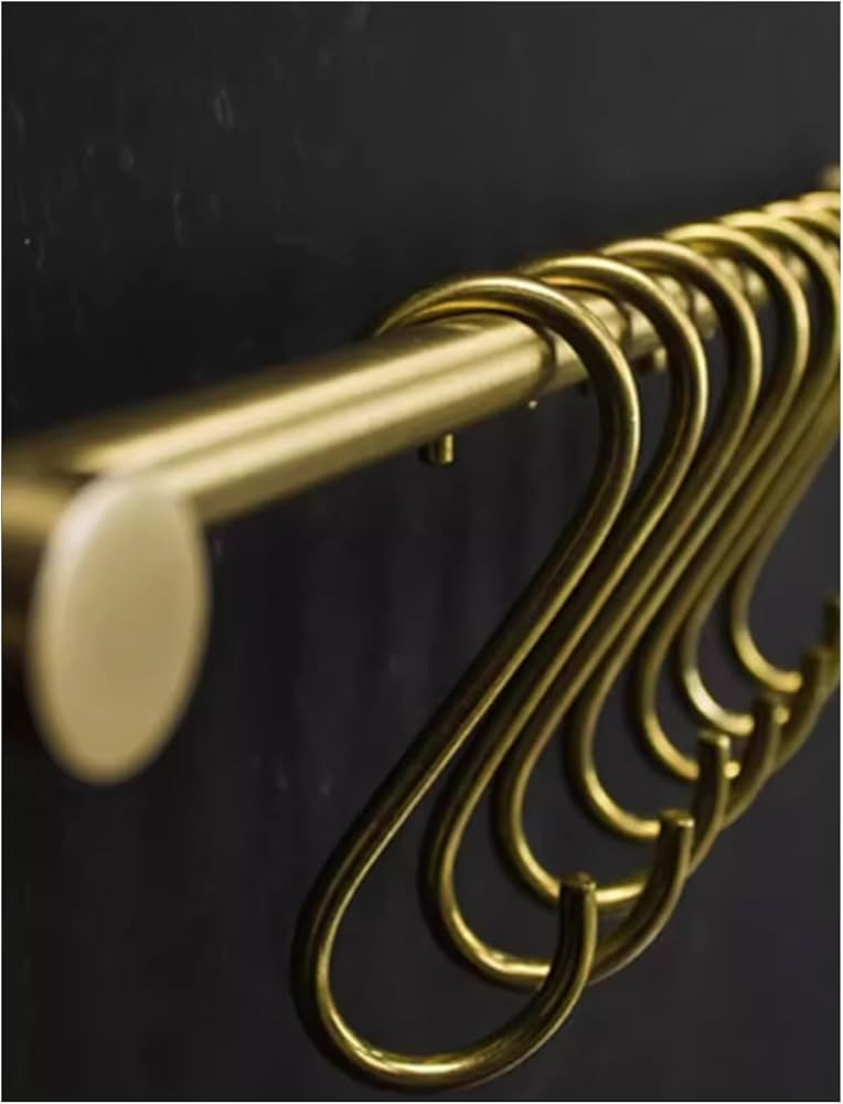 Solid Copper Brass S Hooks Pan Pot Holder Rack Hooks Hangers Round-End S Shaped Hooks for Hanging... | Amazon (US)