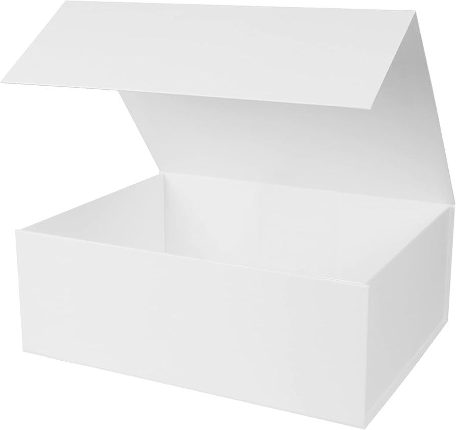 Aimyoo White Collapsible Gift Box with Magnetic Closure Lids 13.8x9x4.3 in, Large Bridesmaid Groo... | Amazon (US)