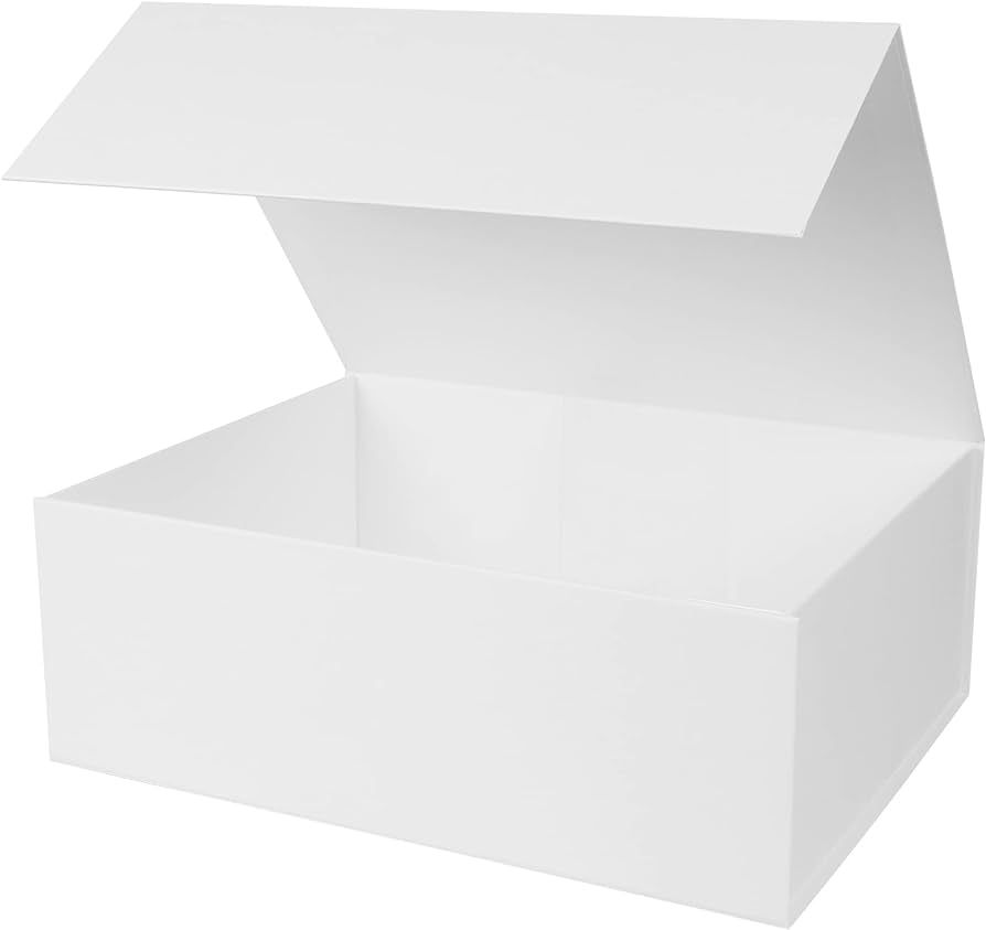 Aimyoo White Collapsible Gift Box with Magnetic Closure Lids 13.8x9x4.3 in, Large Bridesmaid Groo... | Amazon (US)