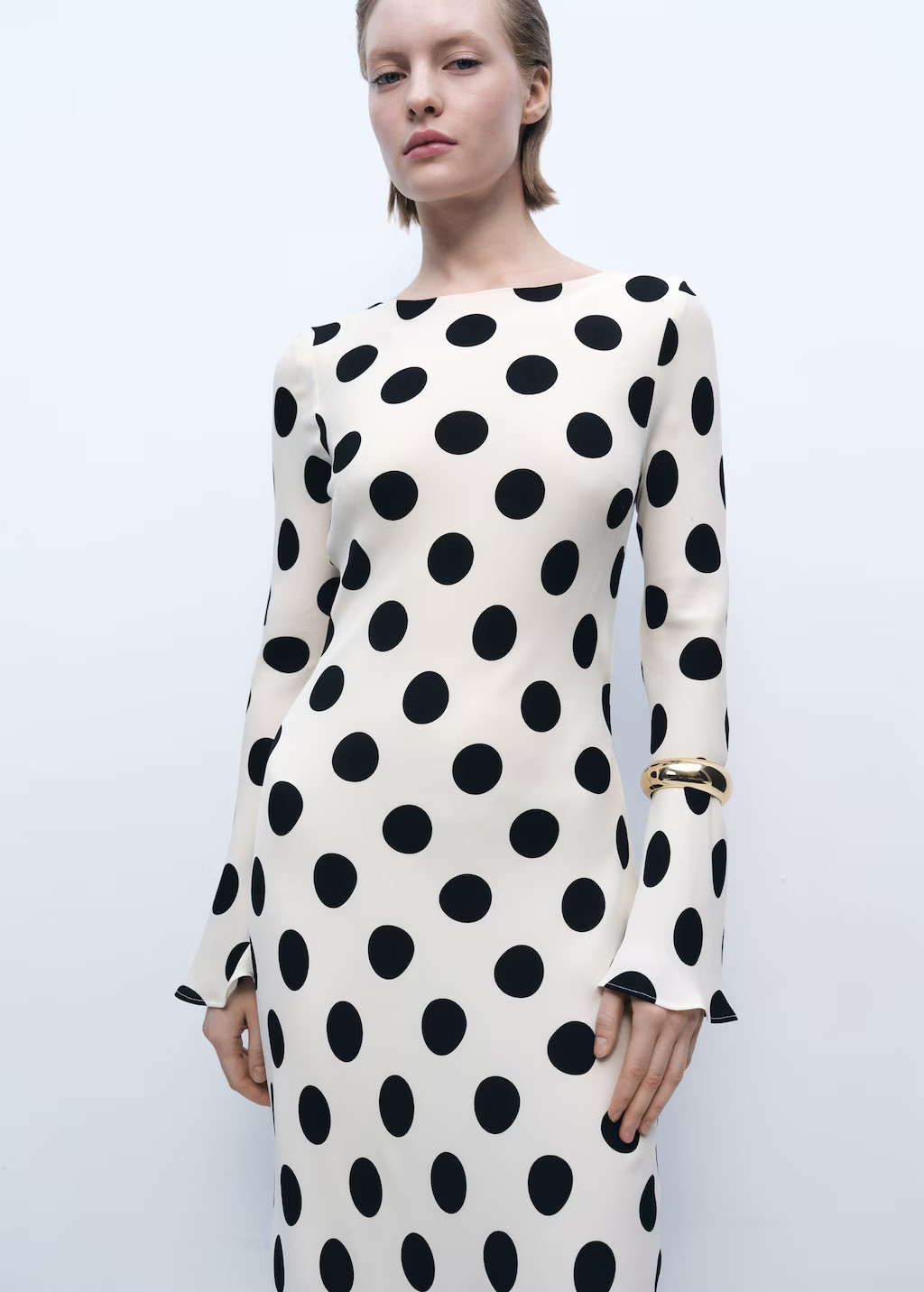 Flared sleeve polka-dot dress - Women | MANGO USA | Mango (US/MX/AU)