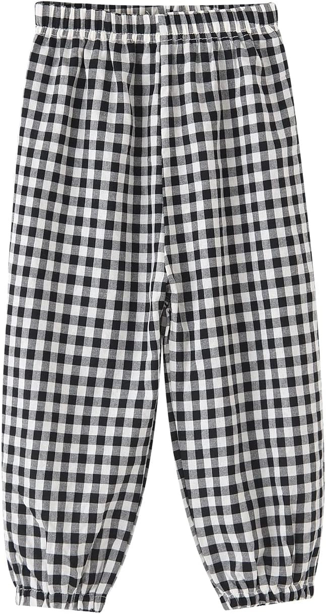 BINIDUCKLING Toddler Pull Up Loose Gingham Girls Pants 2-9 Years | Amazon (US)