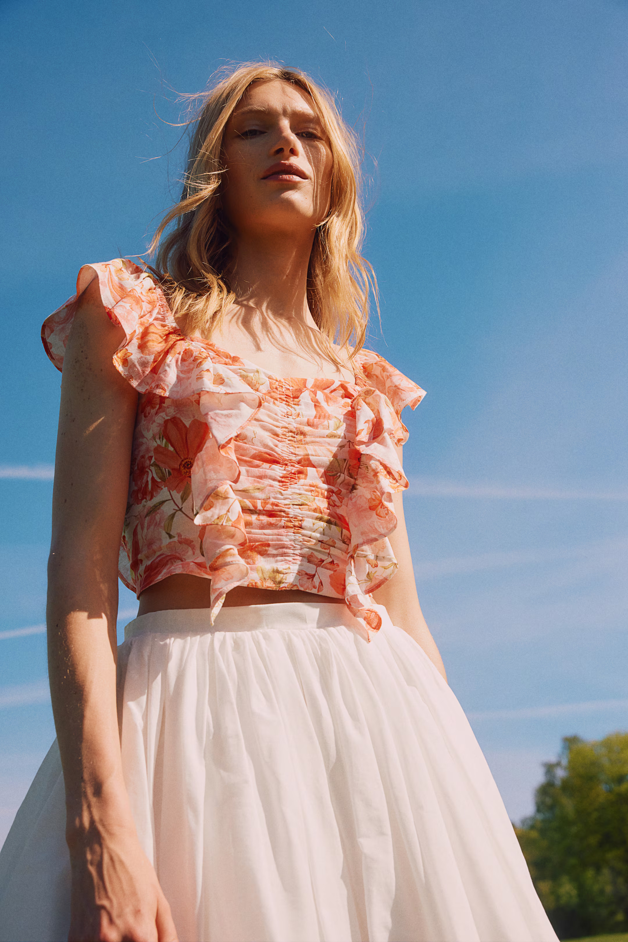 Linen-blend Cropped Blouse | H&M (US + CA)