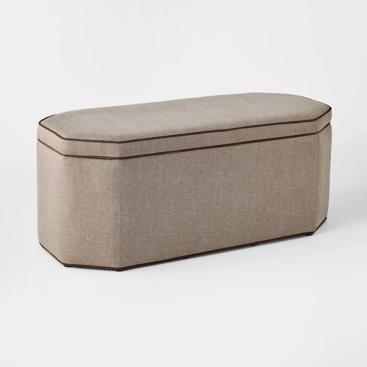 Storage Bench with Twisted Piping Detail Brown Linen - Threshold™ designed with Studio McGee | Target
