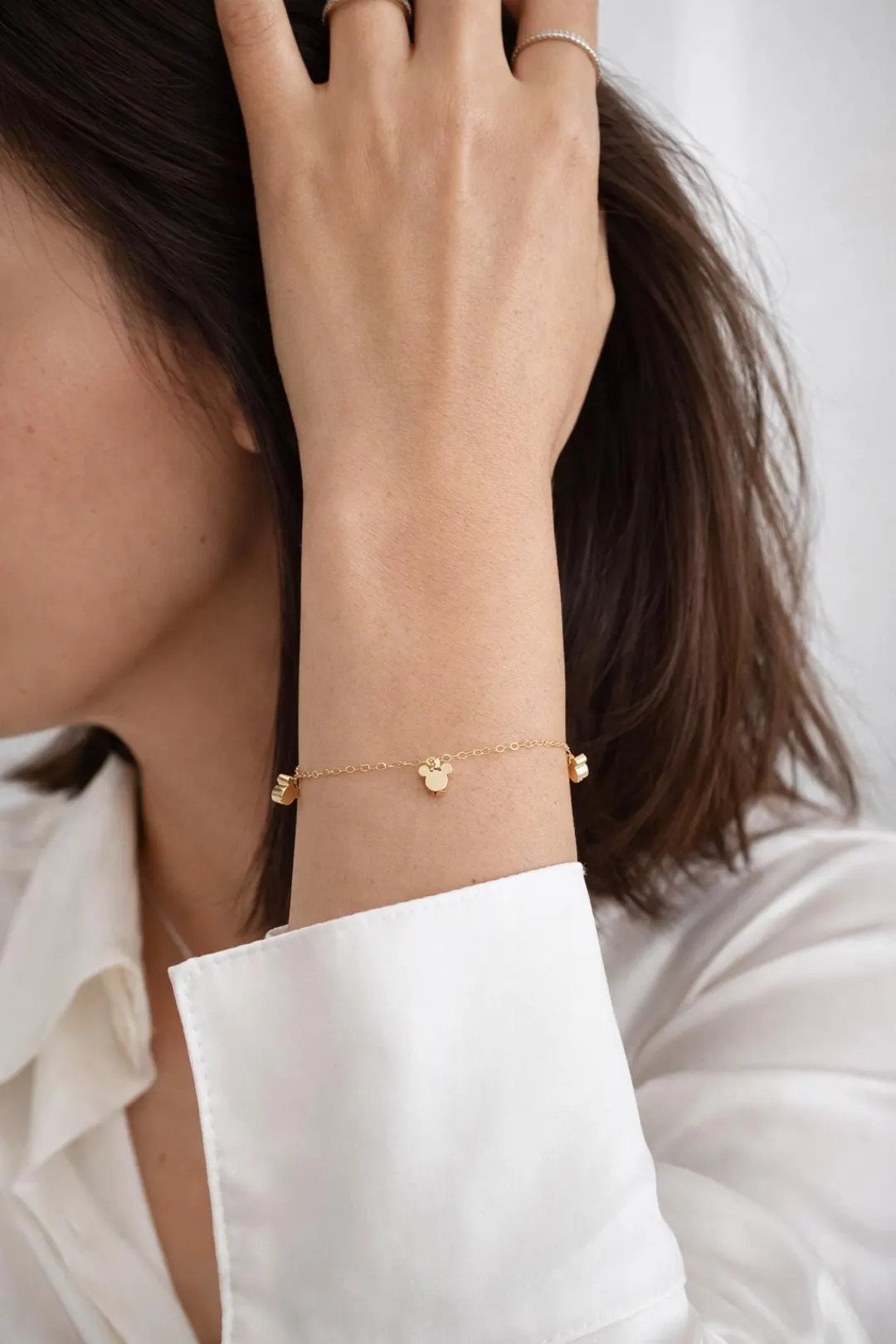 Dangle Mickey Mouse Bracelet: 14k Gold Filled, Sterling Silver Chain | Etsy (US)