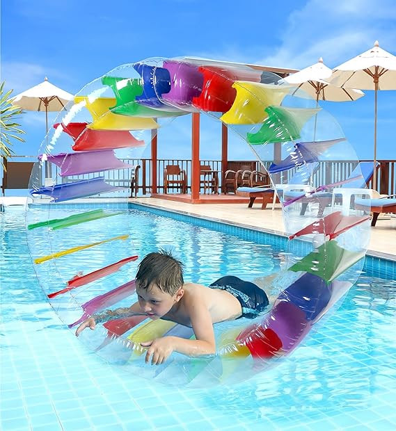 Greenco Kids Colorful Inflatable Water Wheel Roller Float, Giant Pool Float 52" Diameter, Large I... | Amazon (US)
