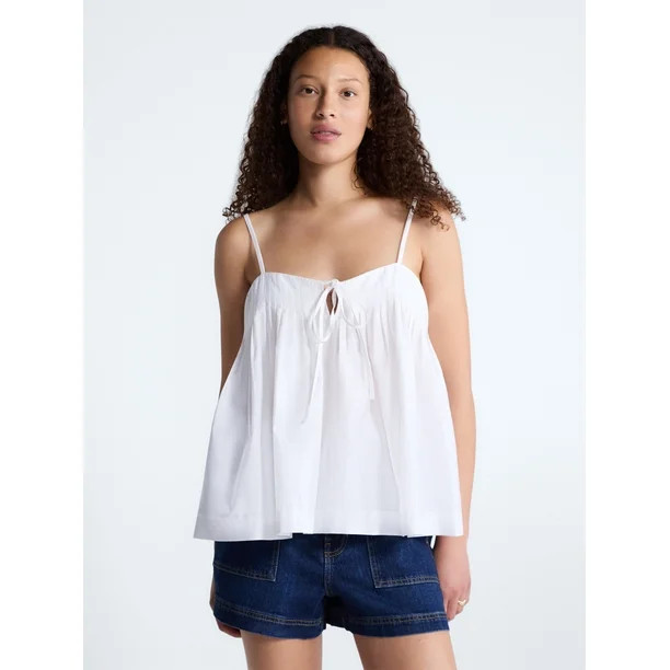 Free Assembly Women's Cotton Pintuck Sleeveless Top, Sizes XS-XXL | Walmart (US)