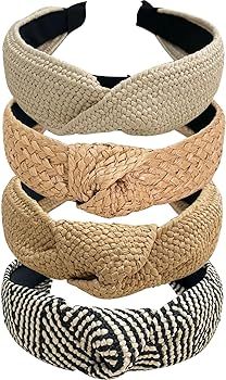 4PC Handmade Raffia Headbands Straw Headband Boho Headbands, Top Knot Headband Knotted Headbands ... | Amazon (US)