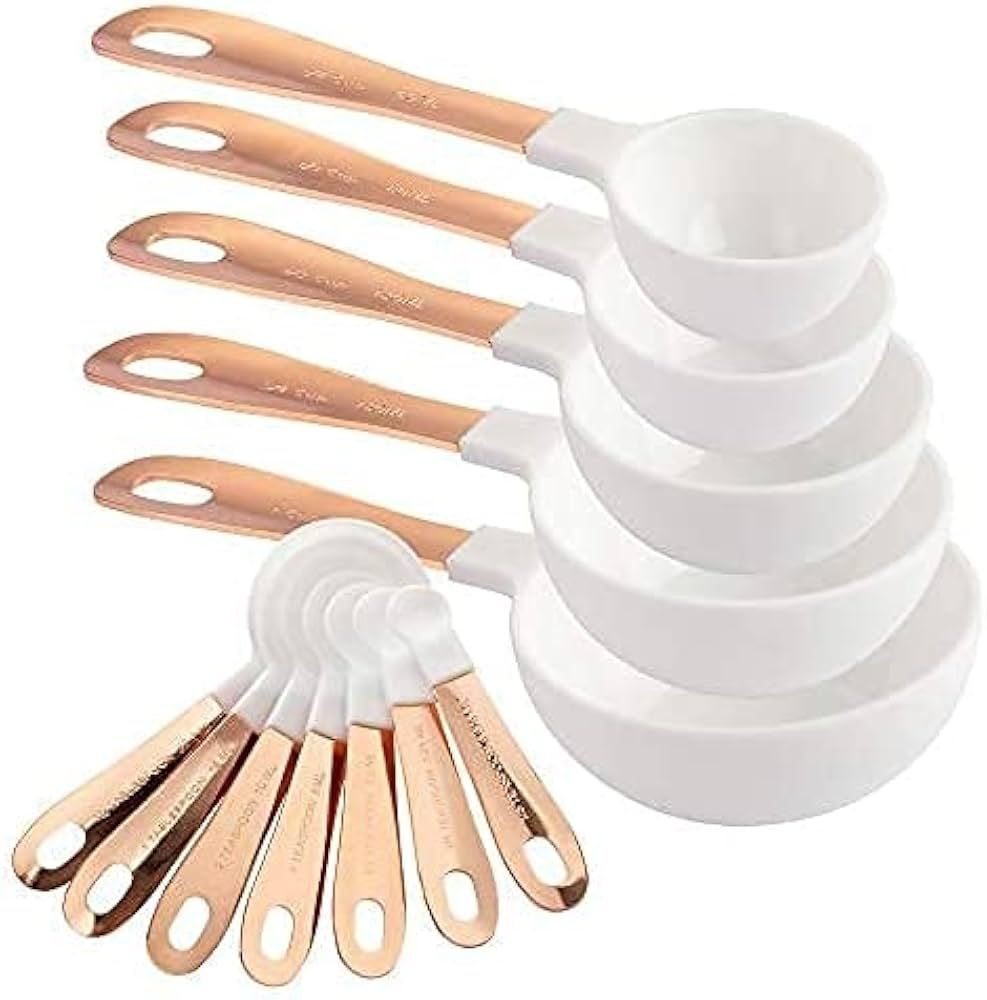 COOK WITH COLOR 12 PC Measuring Cups Set and Measuring Spoon Set with Copper Coated Stainless Ste... | Amazon (US)