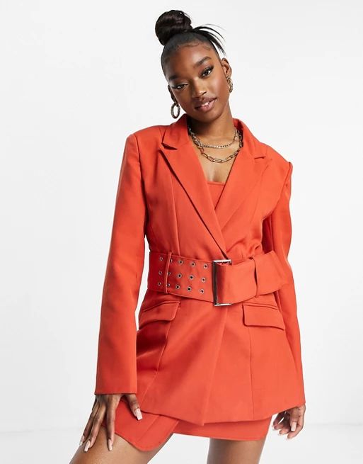 Missguided matching belted blazer in rust | ASOS (Global)