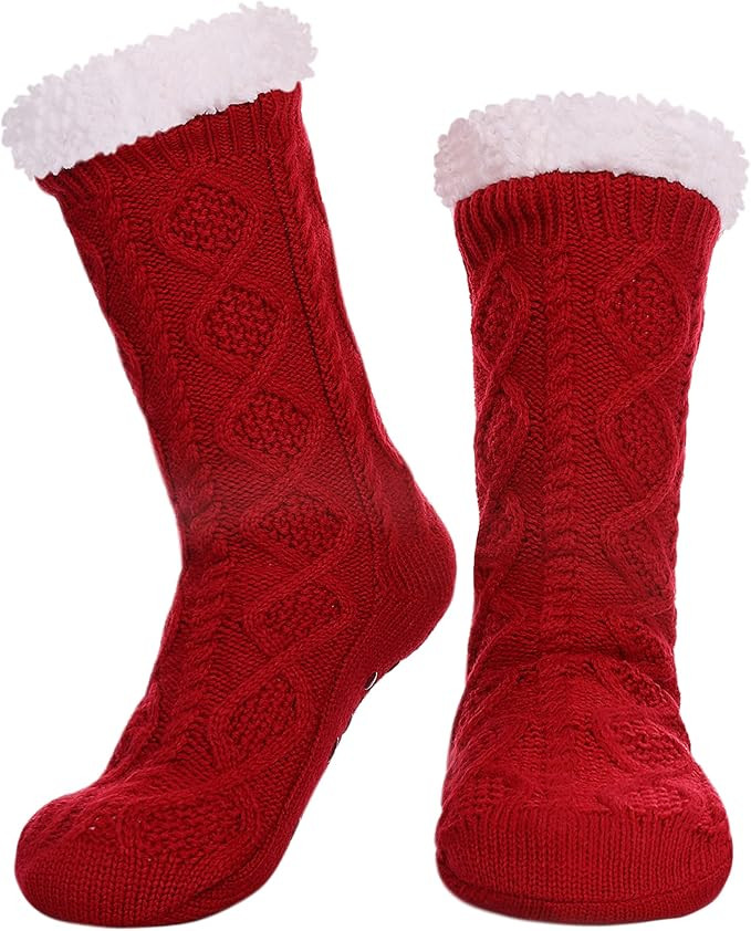 LINEMIN Womens Slipper Socks Winter Warm Fleece Lined Socks Cozy Soft Thick Fuzzy Non Slip Indoor... | Amazon (US)