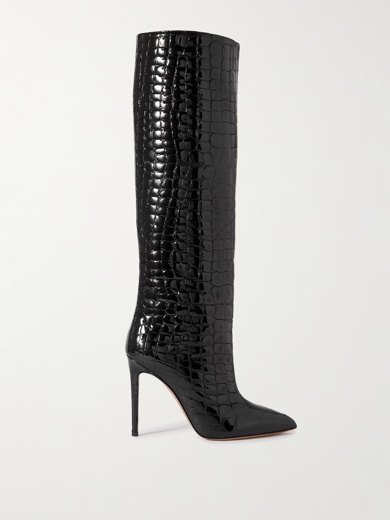 Paris Texas - Croc-effect Leather Knee Boots - Black | NET-A-PORTER (US)