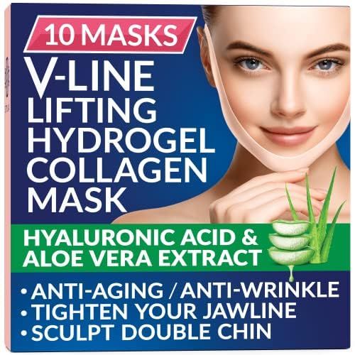10 Piece Double Chin Reducer - V Line Shaping Face Masks - Toning Hydrogel Collagen Mask with Alo... | Amazon (US)