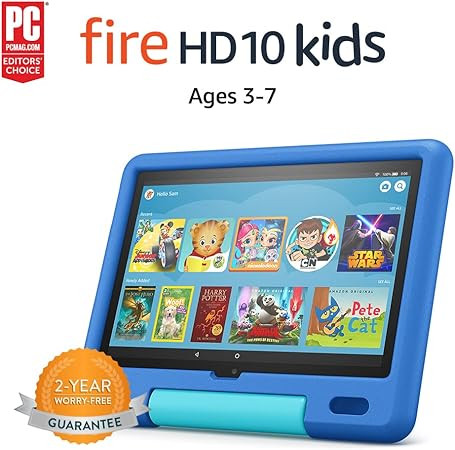 Amazon Fire HD 10 Kids tablet, 10.1", 1080p Full HD, ages 3–7, 32 GB, Sky Blue | Amazon (US)