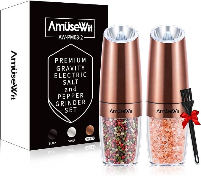 Gravity Electric Pepper and Salt Grinder Set [White Light] Battery Operated Automatic Pepper and ... | Amazon (US)