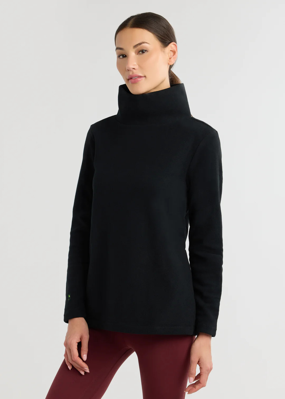 Cobble Hill Turtleneck in Vello Fleece (Black) | Dudley Stephens