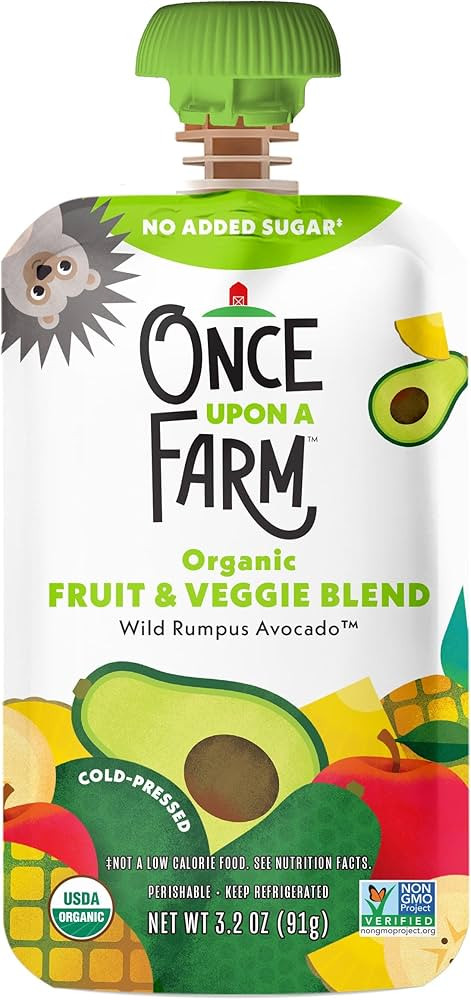 Once Upon a Farm Organic Fruit And Veggie Blend, Wild Rumpus Avocado, 3.2 Oz | Amazon (US)