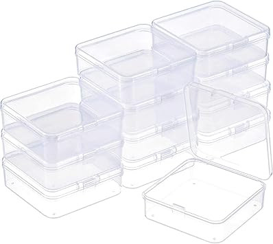 SATINIOR 12 Pack Clear Plastic Beads Storage Containers Box with Hinged Lid for Beads and More (2... | Amazon (US)