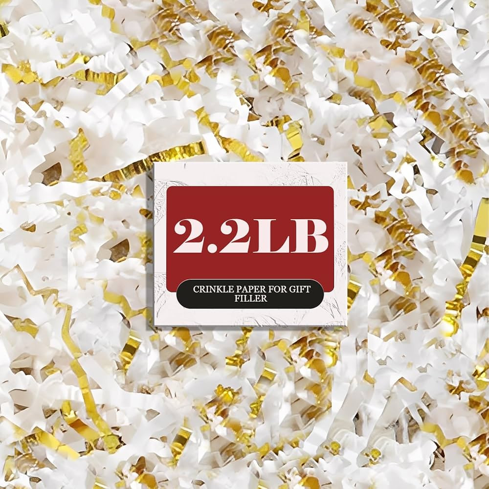 ZOEHROWS 2.2LB Crinkle Paper Gift Basket Filler, White&Gold Shredded Paper For Gift Baskets, Box ... | Amazon (US)