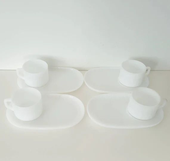 Set of 4 Federal Glass Heat Proof Oblong White Milk Glass | Etsy | Etsy (US)
