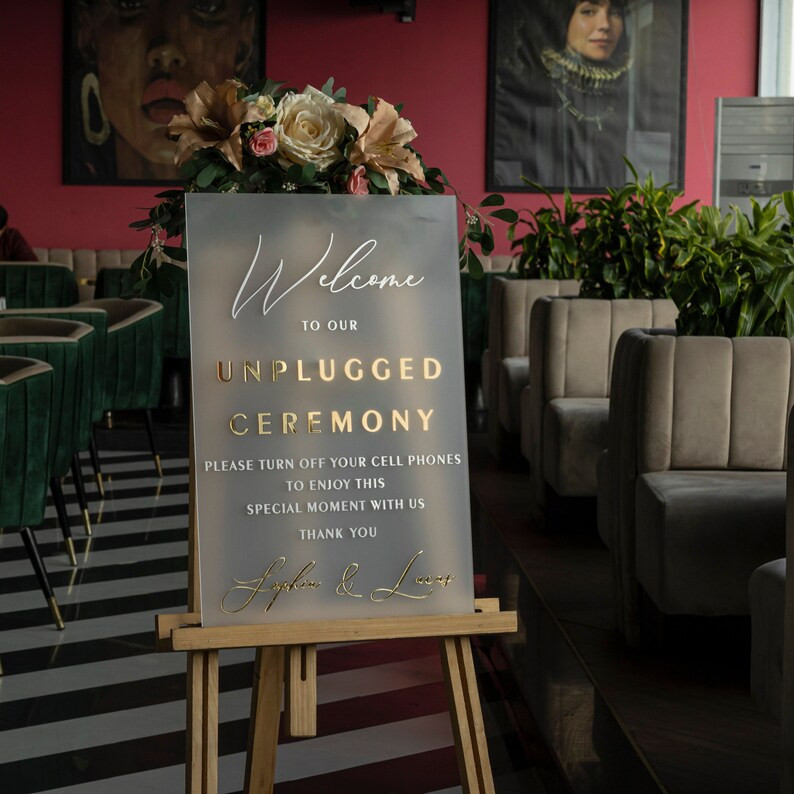 Unplugged Wedding Sign - Unplugged Ceremony Sign - Pick a Seat not a Side Wedding Sign - Wedding ... | Etsy (US)