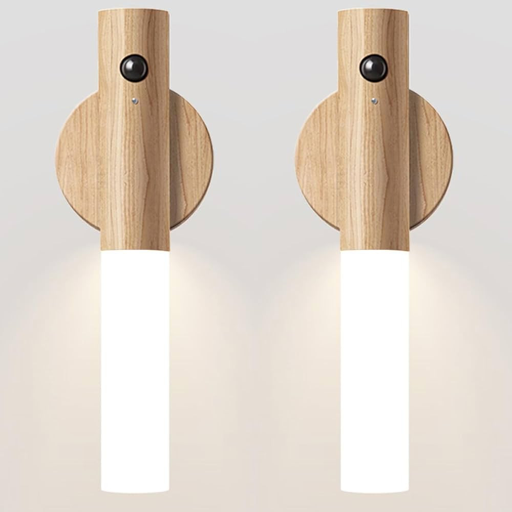 Chilvane Motion Sensor Light Indoor Night Light Wall Sconce Wooden Rechargeable Portable Magnetic... | Amazon (US)