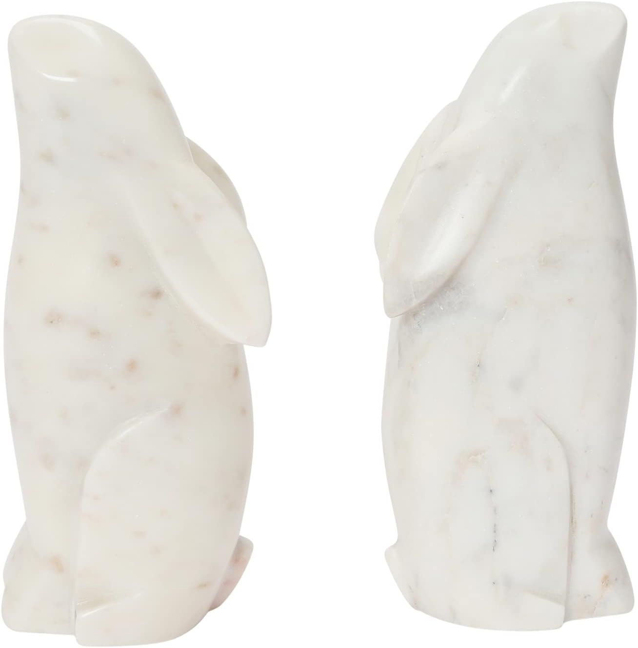 Creative Co-Op Handcarved Rabbit Marble, White, Set of 2 Bookends, 3" L x 5" W x 7" H | Amazon (US)