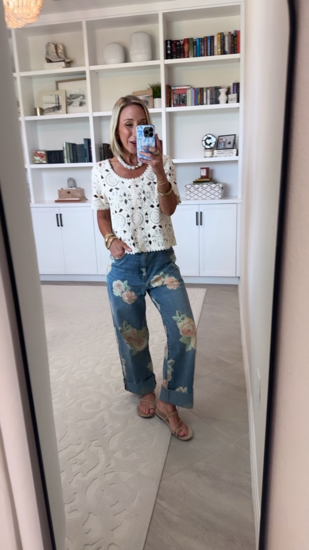 Walmart - part 2 (denim & dress) Floral Wide Leg Boyfriend Jeans - size 2 (runs big). $36.50. * Crochet Tee - size Small (should have done an XS). $28.50.

#LTKOver40 #LTKPetite #LTKSeasonal