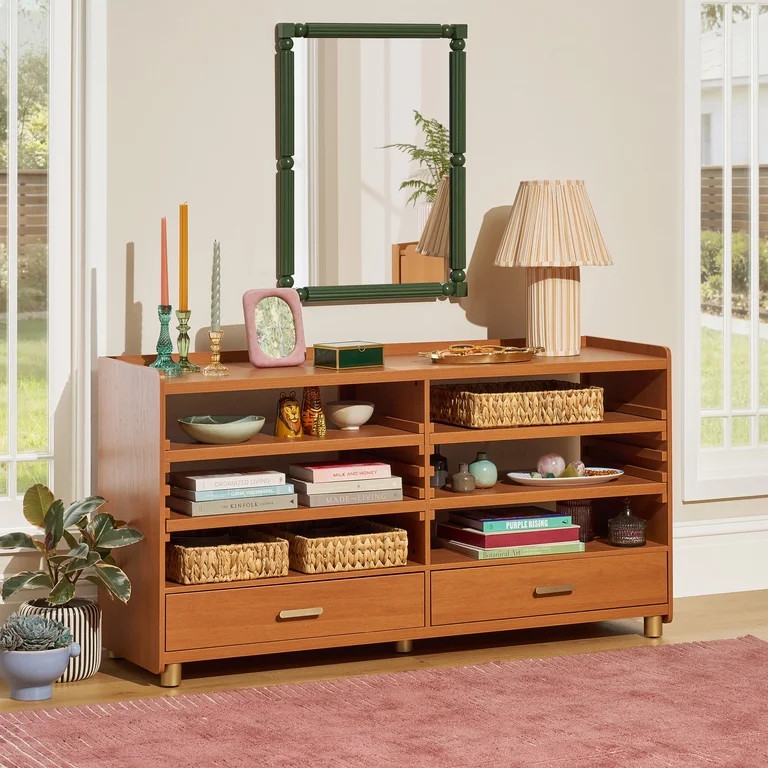 Beautiful by Drew Barrymore Maurice TV Stand for TVs Up to 70", Japandi Style, Cherry Finish | Walmart (US)