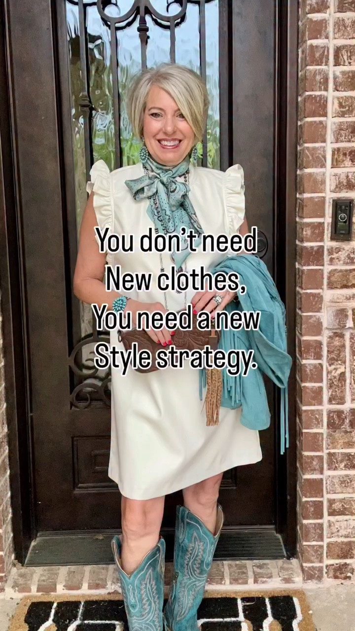 It’s not about new clothes, it’s about styling! 

Accessories are the piece you’re missing. Start at the bottom, let your shoes choose your direction. Add interest at your waist with a belt, bag or long necklace. Frame your face with a scarf and statement making earrings. 

Just three pieces are all you need to transform the clothes you’re wearing into outfits! 

My dress is unavailable, but I’ve linked some others that I also love! 

#fashionover50 #outfitinspo #outfitideas #westernfashion #westernchic

#LTKOver40 #LTKootd #LTKgrwm