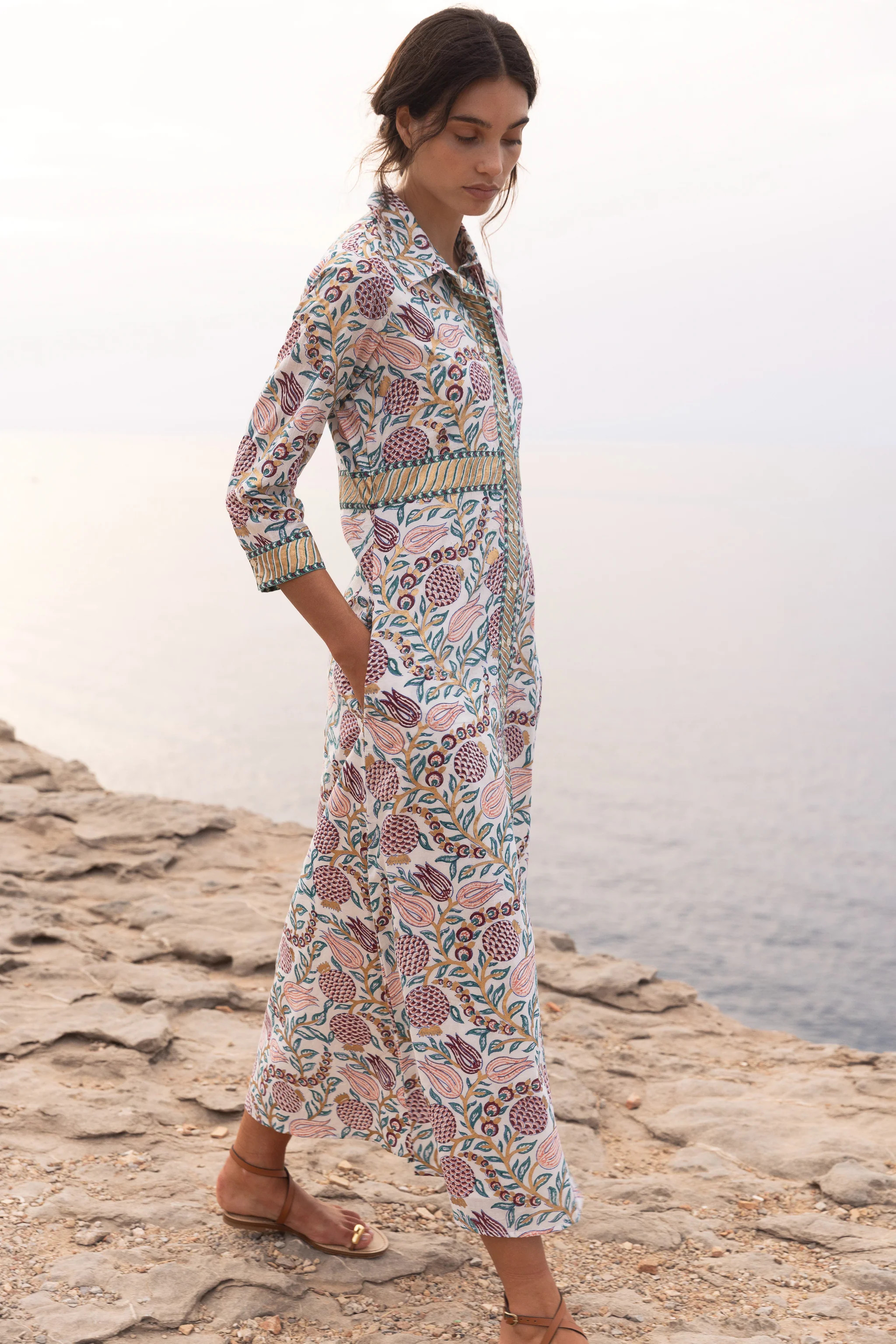 Shirt Dress Maxi- Tupi Teal | Oliphant Design