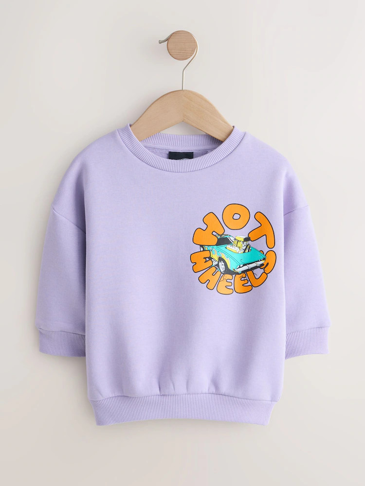 Lilac Purple Hot Wheels Crew Neck Sweatshirt (9mths-8yrs) | Next US