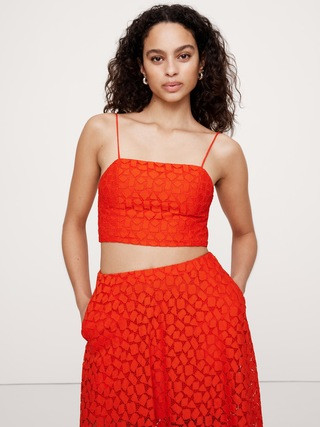 Strappy Geo Lace Cropped Top | Banana Republic (US)