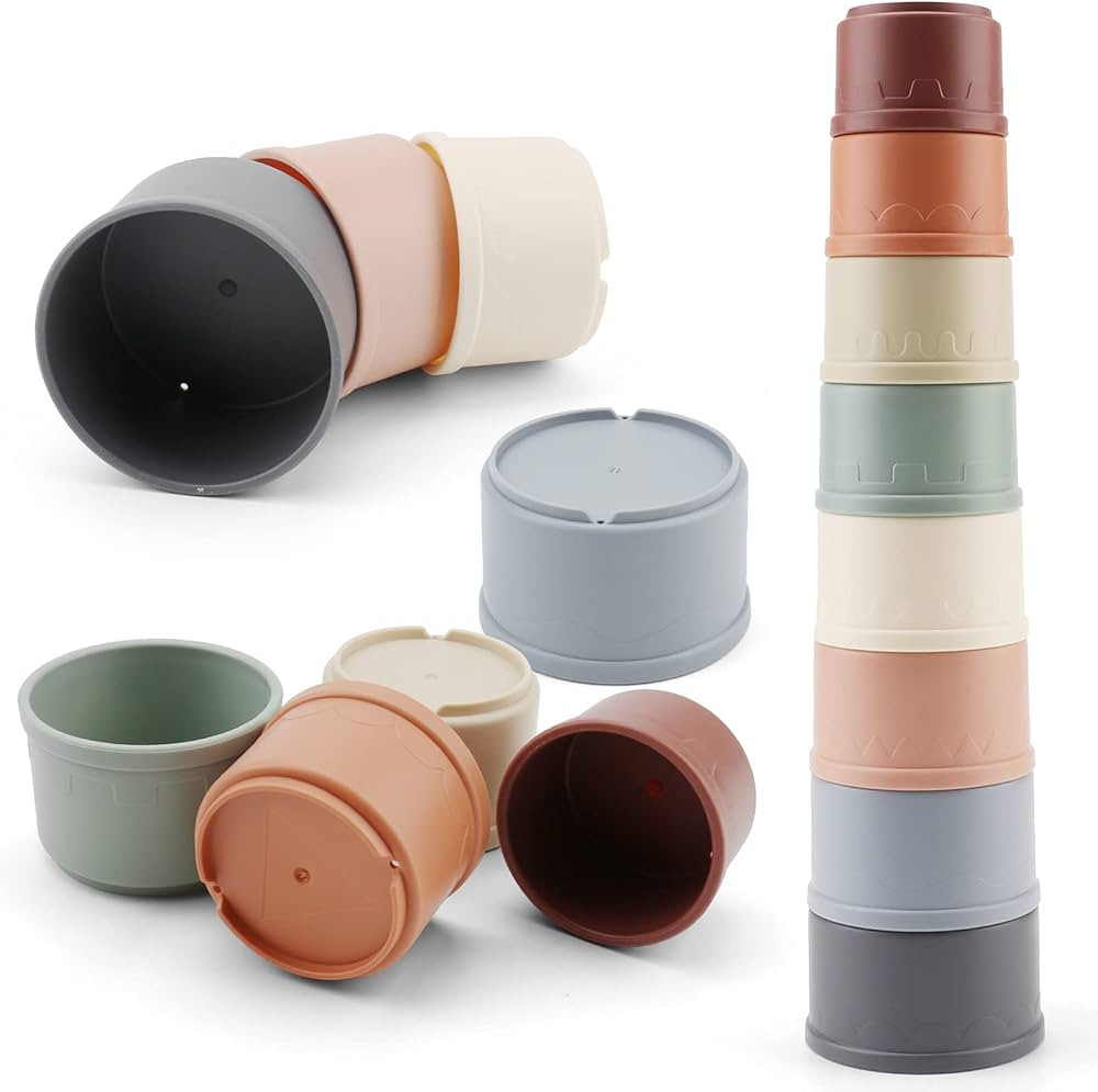 OWNONE 1 Stacking Cups for Toddlers 8 Pcs, Baby Stacking Toy for 6 Months and Up, Nesting Cups fo... | Amazon (US)