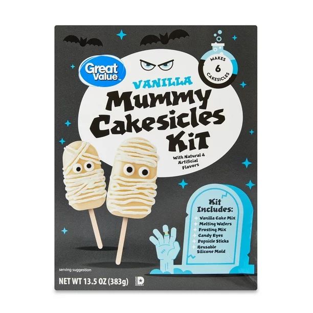 Great Value Halloween Vanilla Mummy Cakesicles Kit, 13.5 oz | Walmart (US)